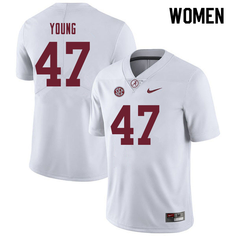 Women #47 Byron Young Alabama Crimson Tide College Football Jerseys Sale-White
